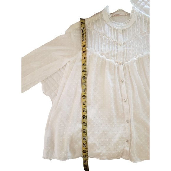 Zara Cream Swiss Dot vintage Bohemian top - Picture 10 of 10